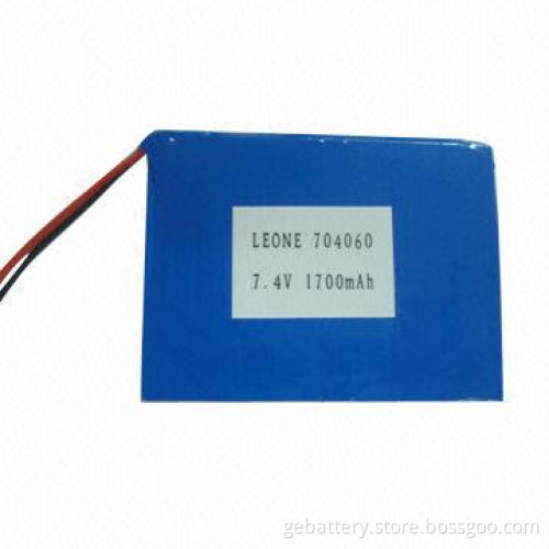 7.4V/1,700mAh Li-polymer Battery Pack, 1C Continuous Discharge Current